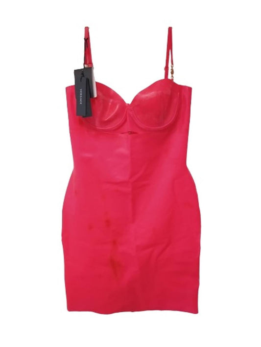 VERSACE Ladies Pink Latex Medusa Sweetheart Mini Dress IT44 UK12 RRP1950 NEW