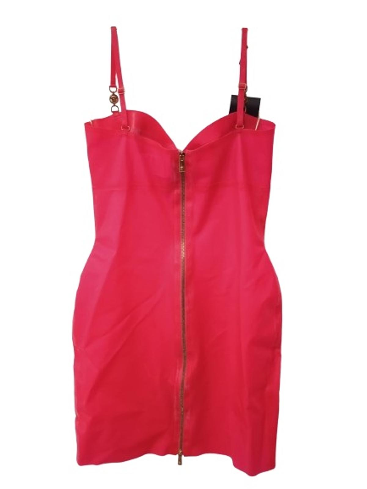 VERSACE Ladies Pink Latex Medusa Sweetheart Mini Dress IT44 UK12 RRP1950 NEW
