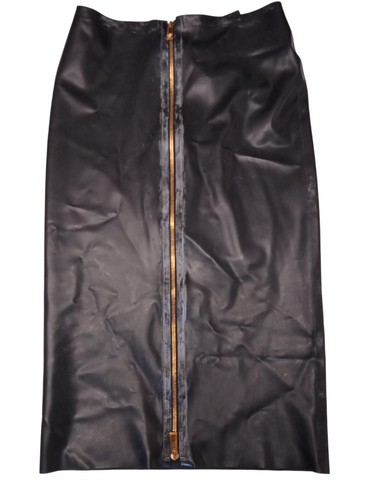 VERSACE Ladies Latex Black Knee Length Hip Strap Skirt Size IT38 UK6 RRP1580 NEW