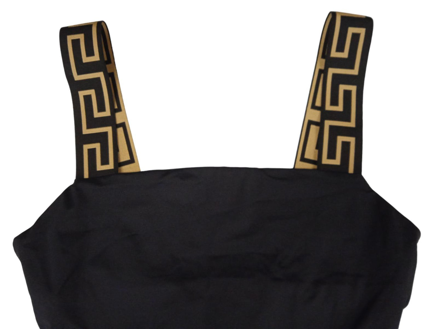 VERSACE Ladies Black Greca Border Square Neck One Piece Swimsuit Size XL NEW