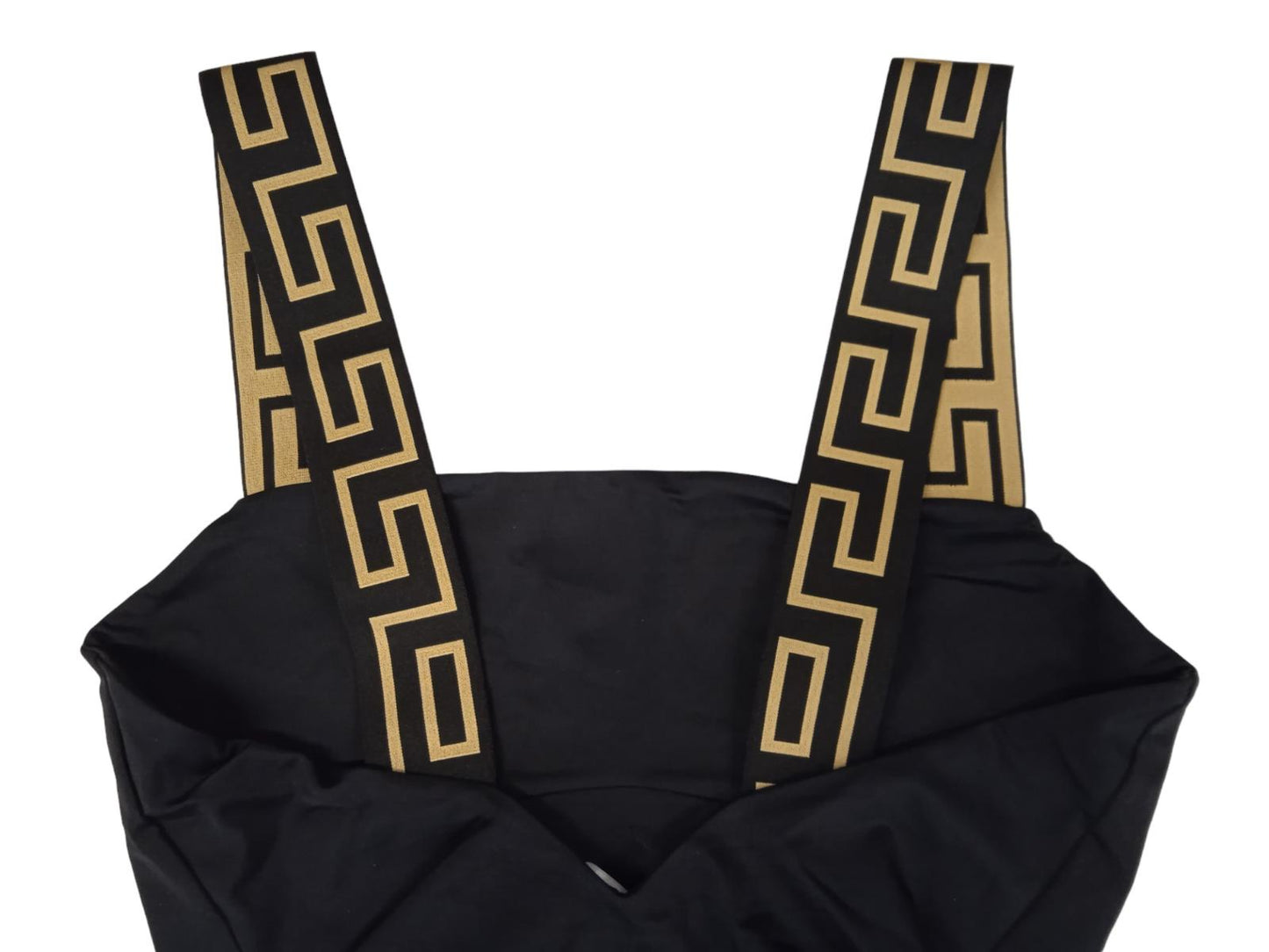 VERSACE Ladies Black Greca Border Square Neck One Piece Swimsuit Size XL NEW