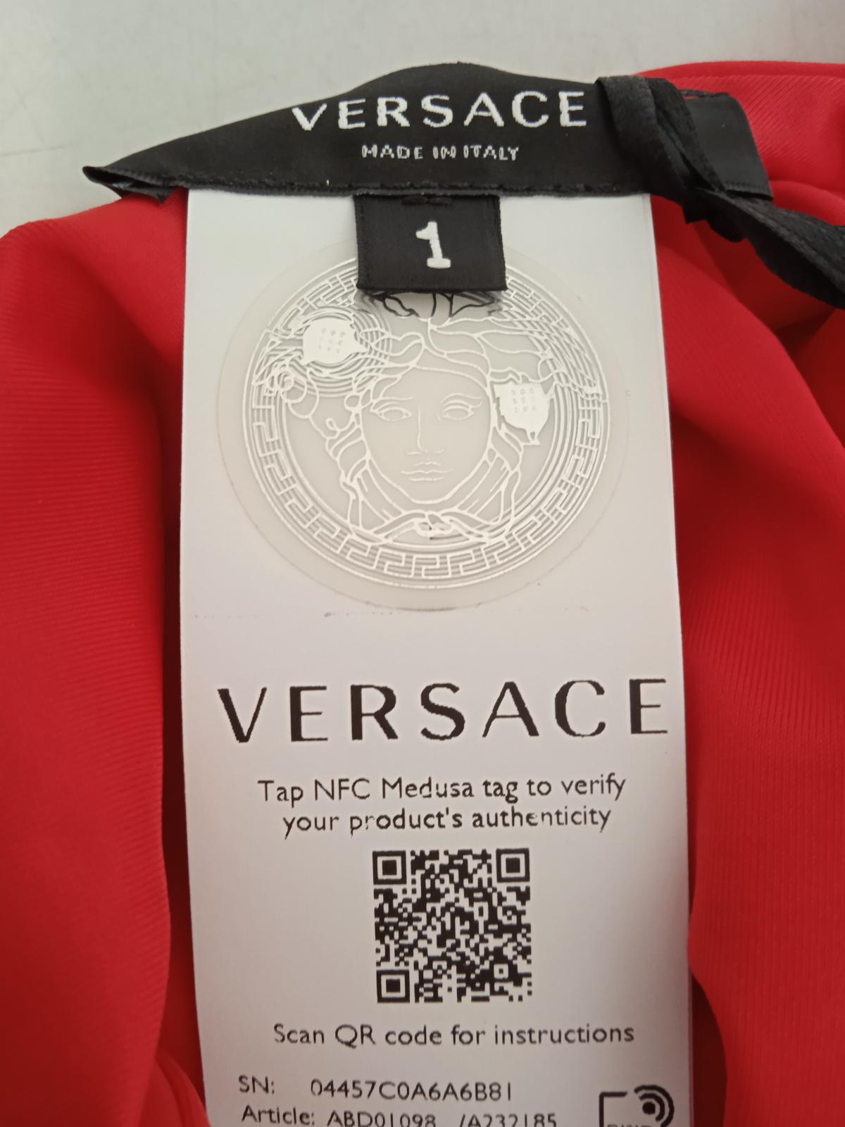 VERSACE Red Greca Border Square Neck One Piece Swimsuit Approx 32B/C/D NEW