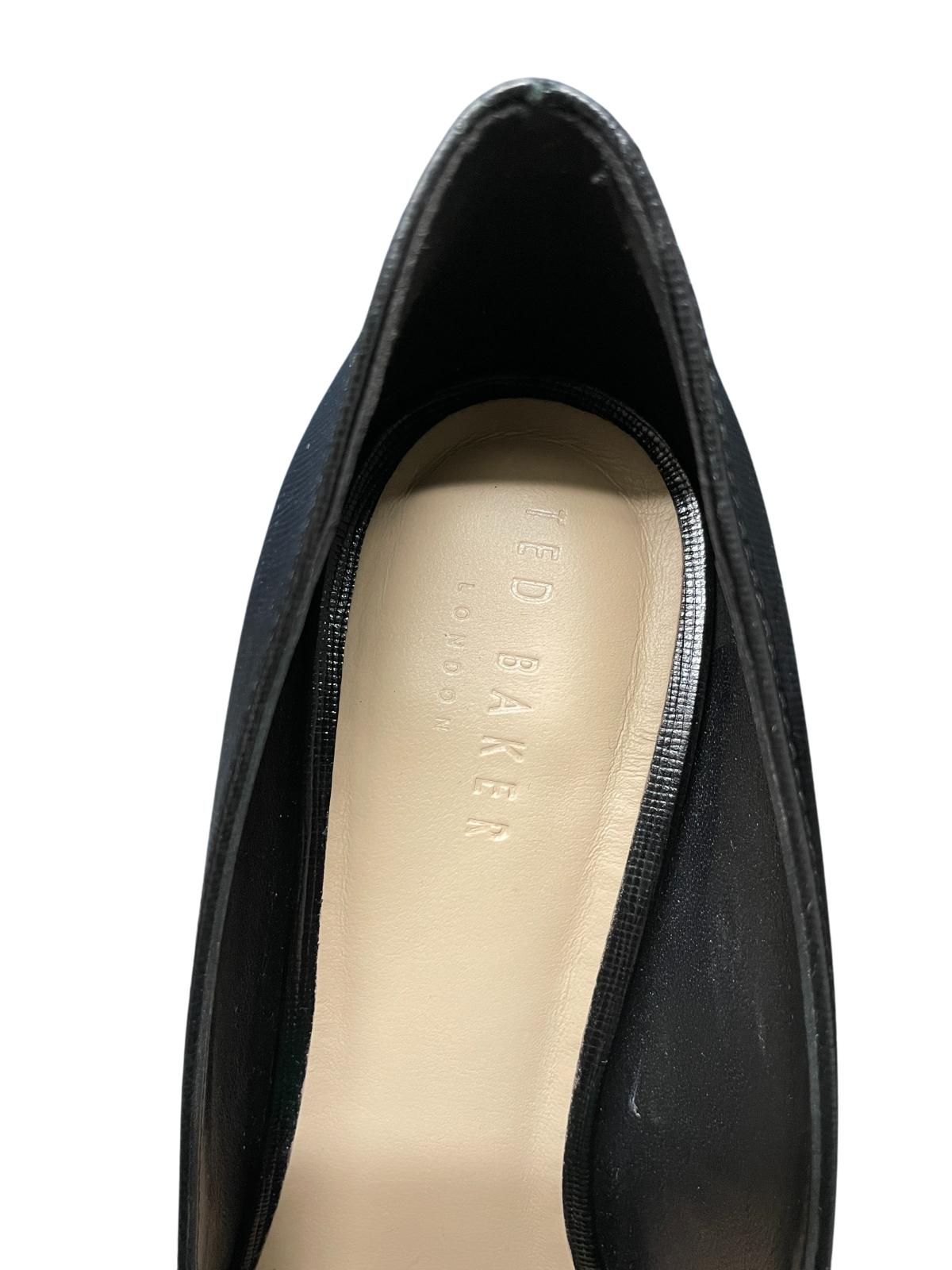TED BAKER Alysse Black Leather Stiletto Court Heels Shoes EU38 UK5 RRP 125 NEW