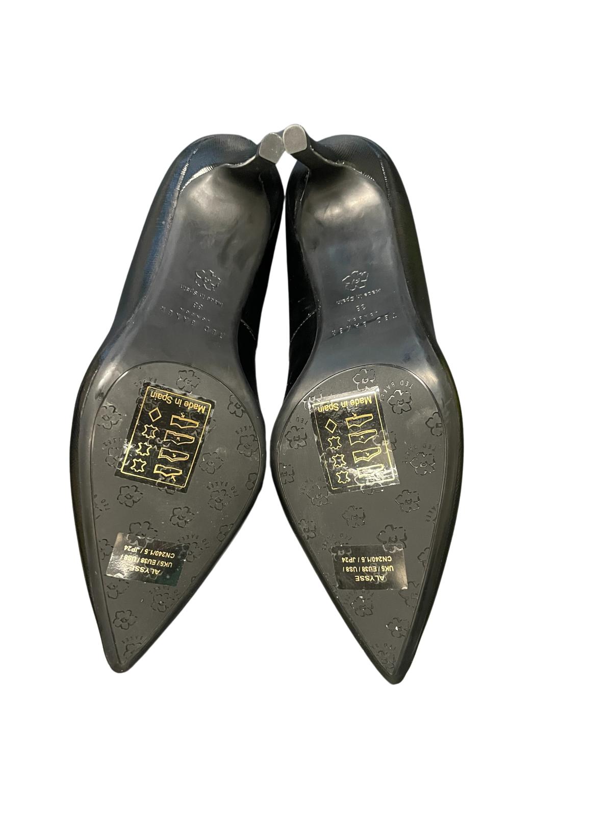 TED BAKER Alysse Black Leather Stiletto Court Heels Shoes EU38 UK5 RRP 125 NEW
