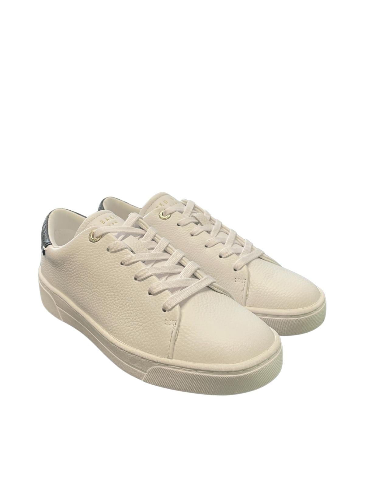 TED BAKER Kimmii Low Top Leather Trainers White/Black EU36 UK3 RRP 110 NEW