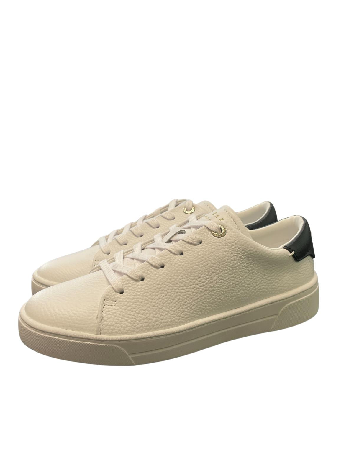 TED BAKER Kimmii Low Top Leather Trainers White/Black EU36 UK3 RRP 110 NEW