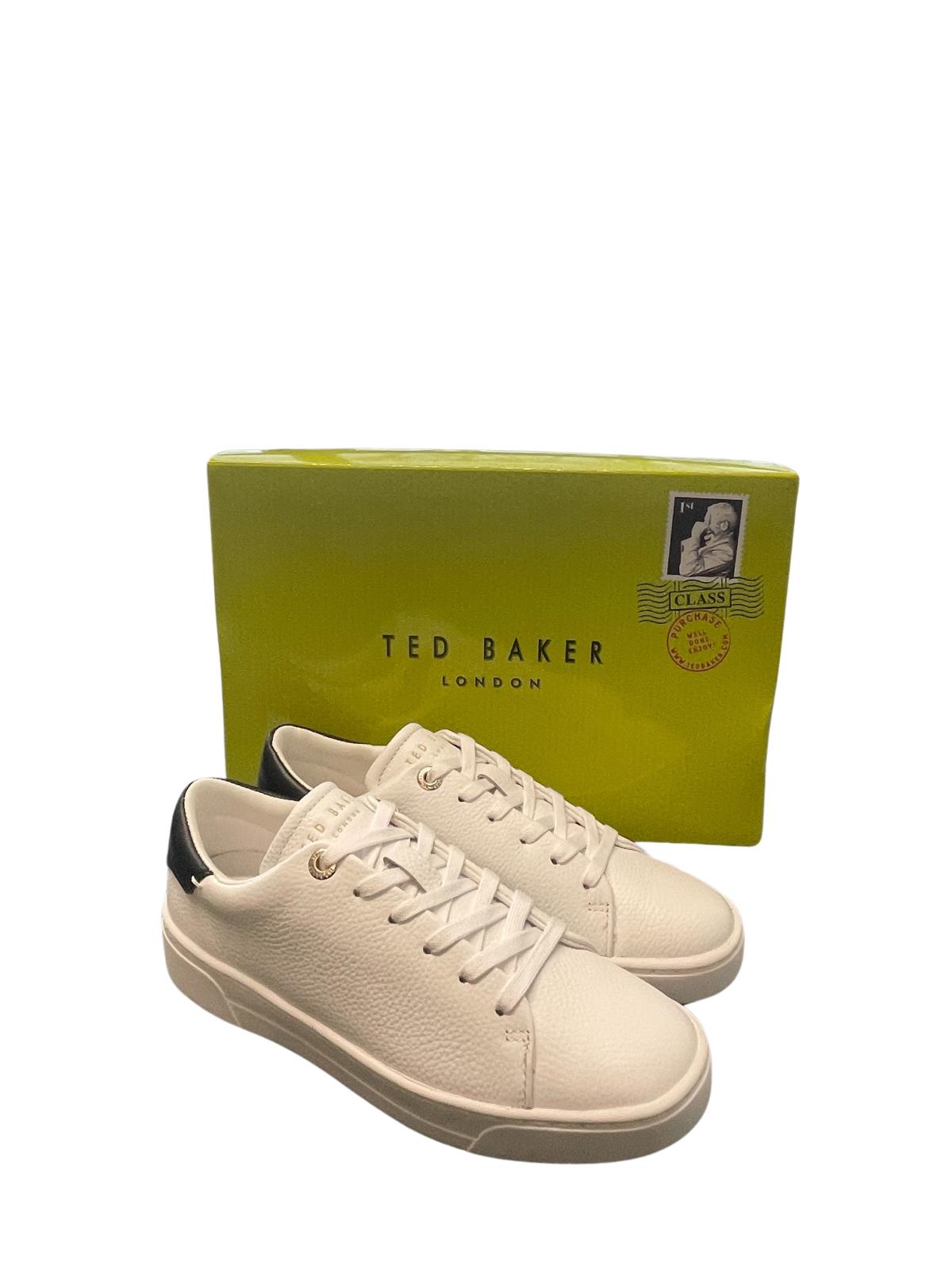 TED BAKER Kimmii Low Top Leather Trainers White/Black EU36 UK3 RRP 110 NEW
