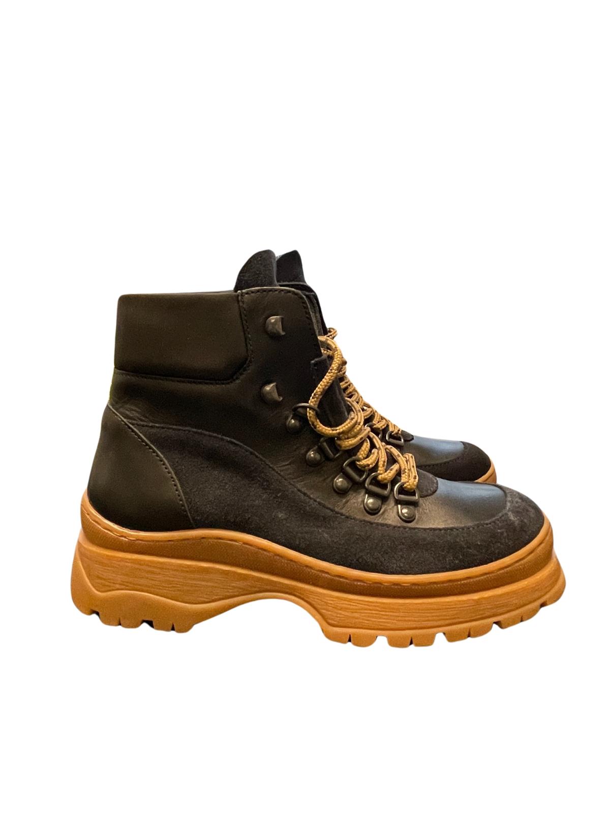 TED BAKER Allicia Casual Hiking Boots Black Suede Leather EU37 UK4 RRP 175 NEW
