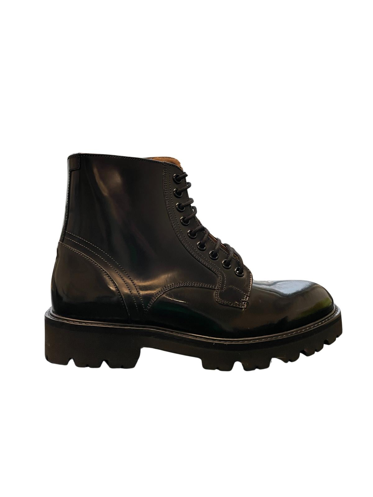 TED BAKER Mascy Chunky Ankle Boot Lace Up Shine Leather EU41 UK8 RRP 165 NEW