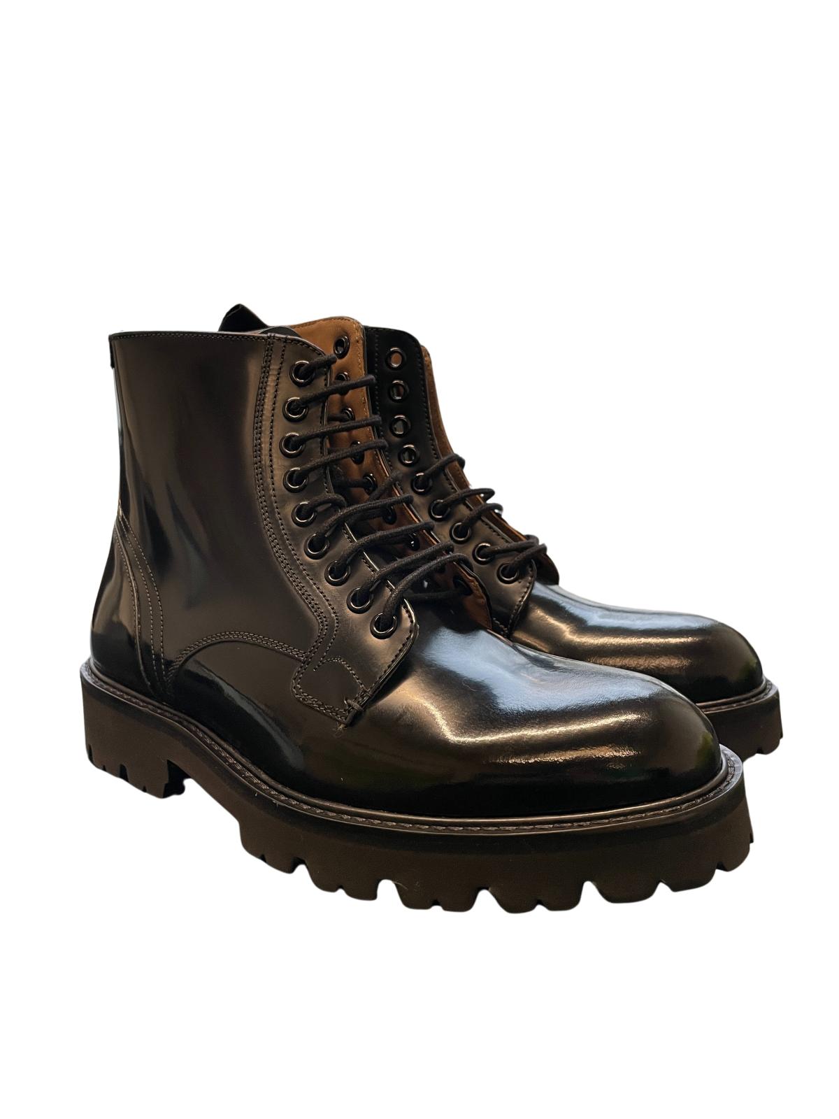 TED BAKER Mascy Chunky Ankle Boot Lace Up Shine Leather EU41 UK8 RRP 165 NEW