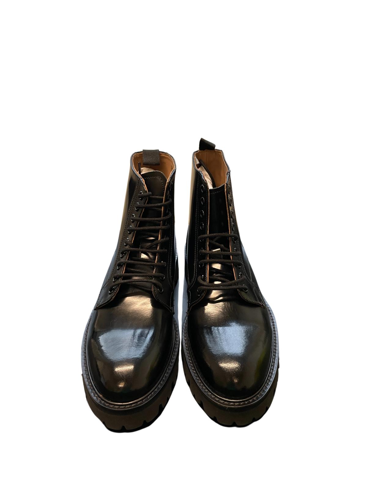 TED BAKER Mascy Chunky Ankle Boot Lace Up Shine Leather EU41 UK8 RRP 165 NEW