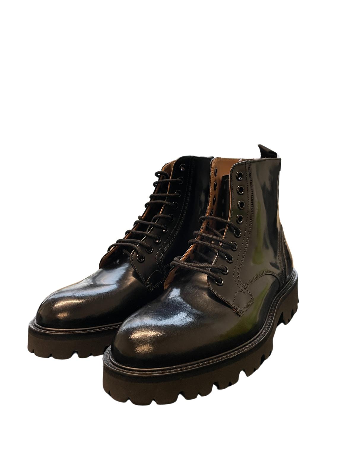TED BAKER Mascy Chunky Ankle Boot Lace Up Shine Leather EU41 UK8 RRP 165 NEW