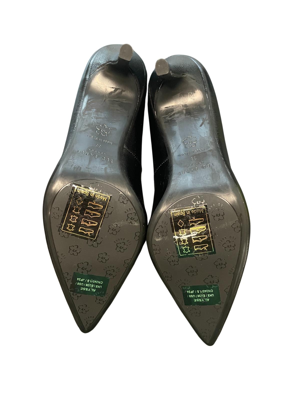 TED BAKER Alysse Black Leather Stiletto Court Heels EU38 UK5 RRP 125 NEW