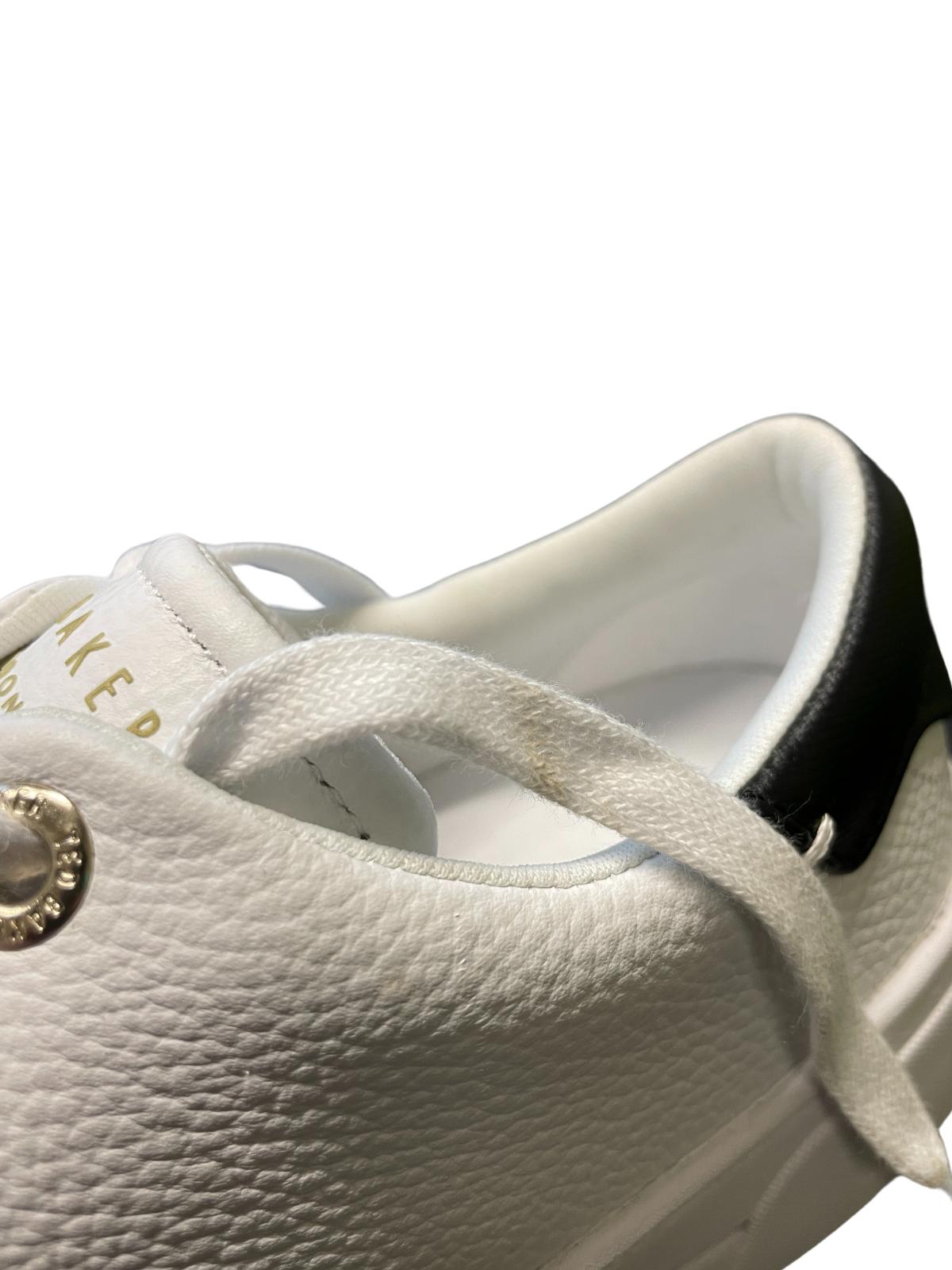 TED BAKER Kimmii Low Top Leather Trainers White/Black EU37 UK4 RRP 110 NEW