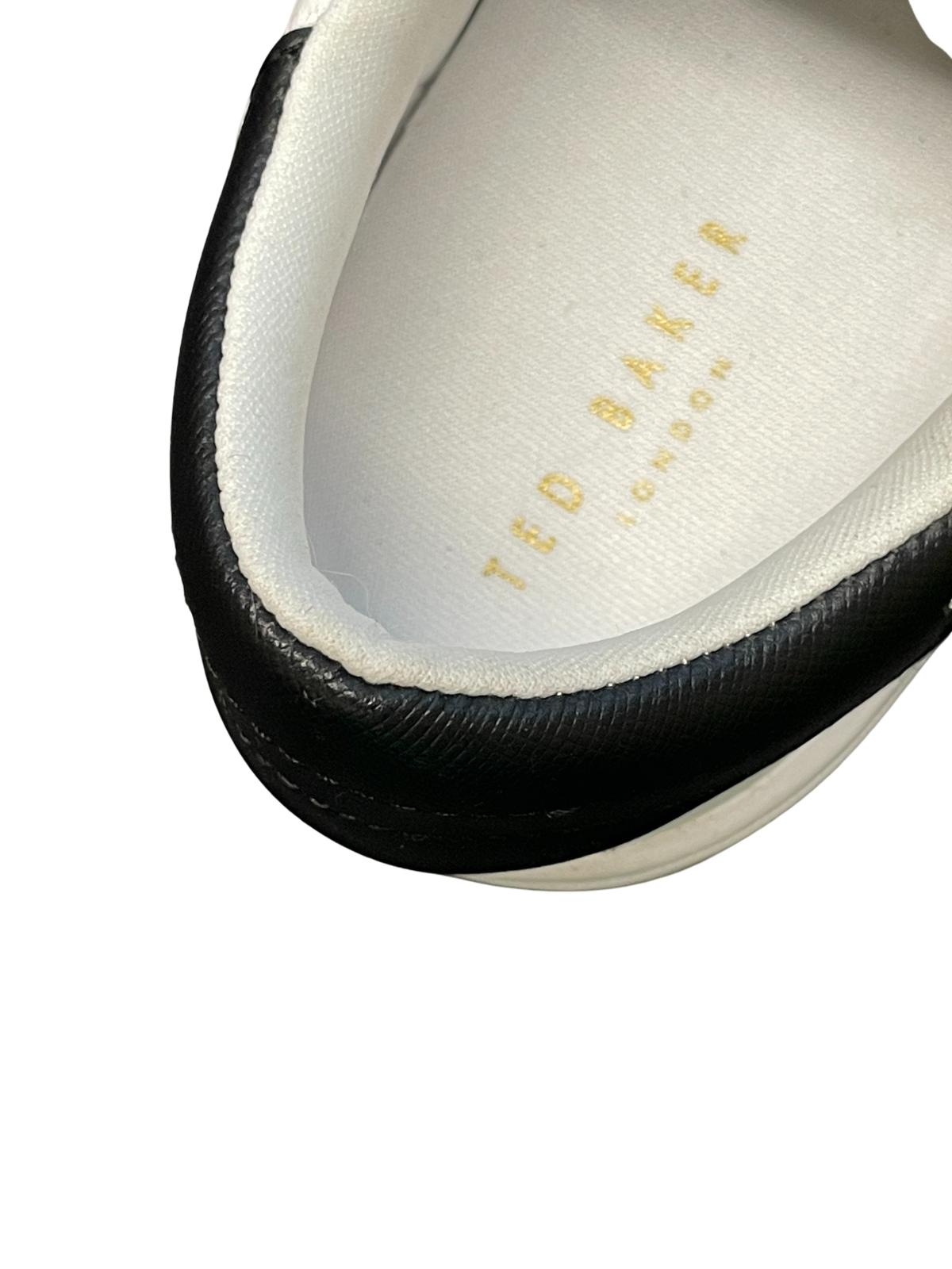 TED BAKER Kimmii Low Top Leather Trainers White/Black EU37 UK4 RRP 110 NEW