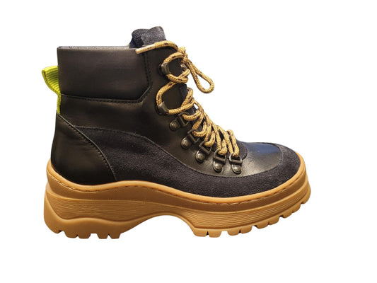 TED BAKER Allicia Combat Boots Black Leather & Blue Suede UK3 EU36 NEW RRP175