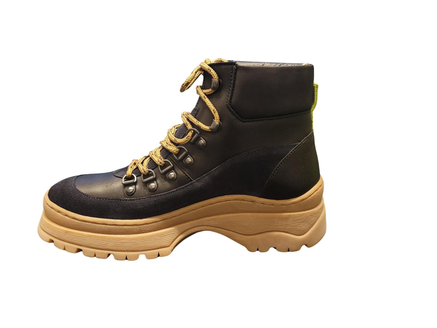 TED BAKER Allicia Combat Boots Black Leather & Blue Suede UK7 EU40 NEW RRP175