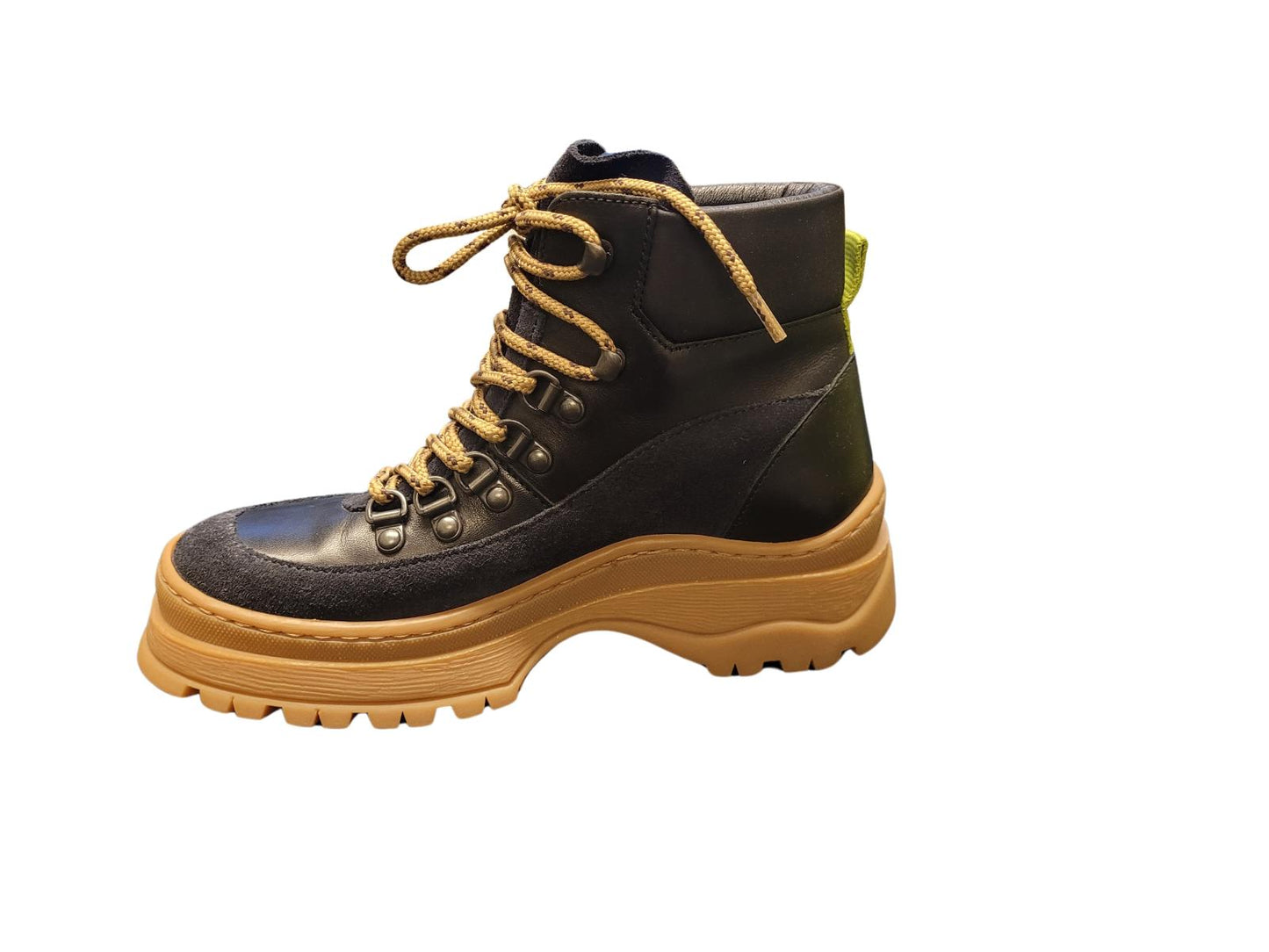 TED BAKER Allicia Combat Boots Black Leather & Blue Suede UK6 EU39 NEW RRP175