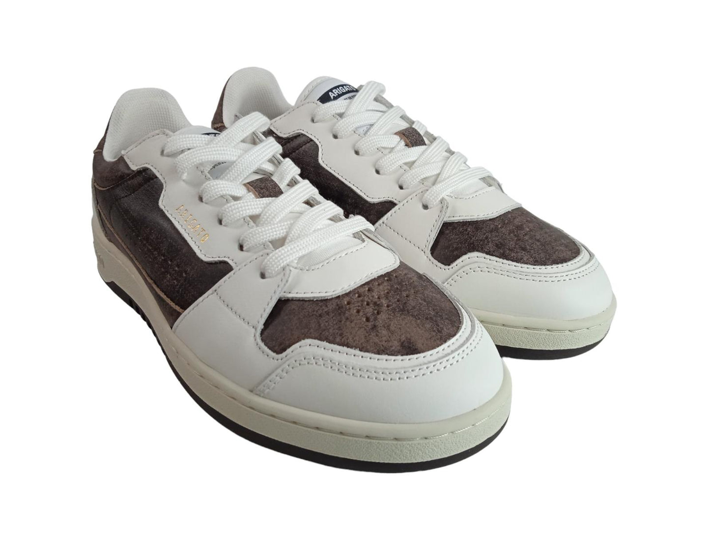 AXEL ARIGATO Men's White & Brown Dice Lo Distressed Trainers UK9 RRP205 NEW