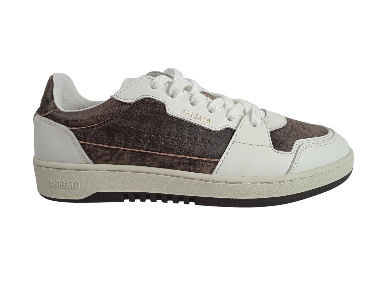 AXEL ARIGATO Men's White & Brown Dice Lo Distressed Trainers UK9.5 RRP205 NEW