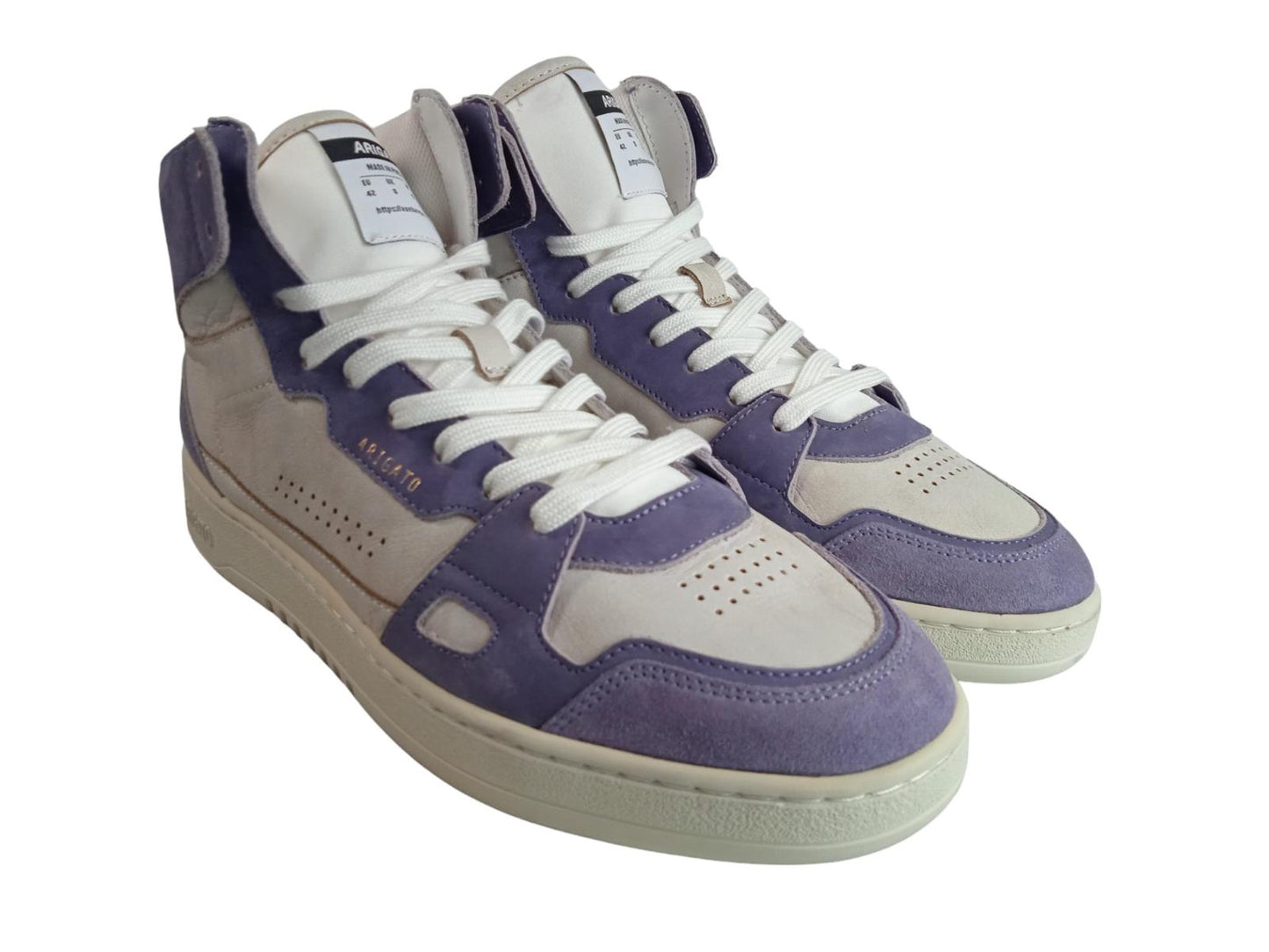 AXEL ARIGATO Men's Purple & White Leather Dice Hi Trainers Size UK8 RRP240 NEW