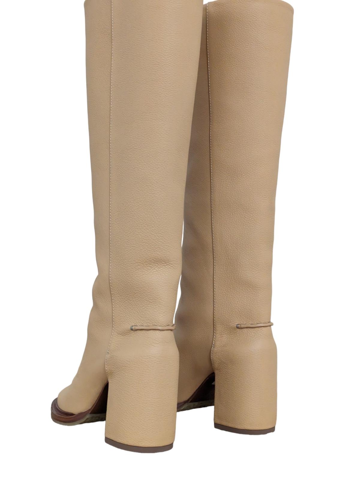 CHLOE Beige Tan Slip On Leather Edith High Leg Boots Size UK 3 NEW RRP 1325