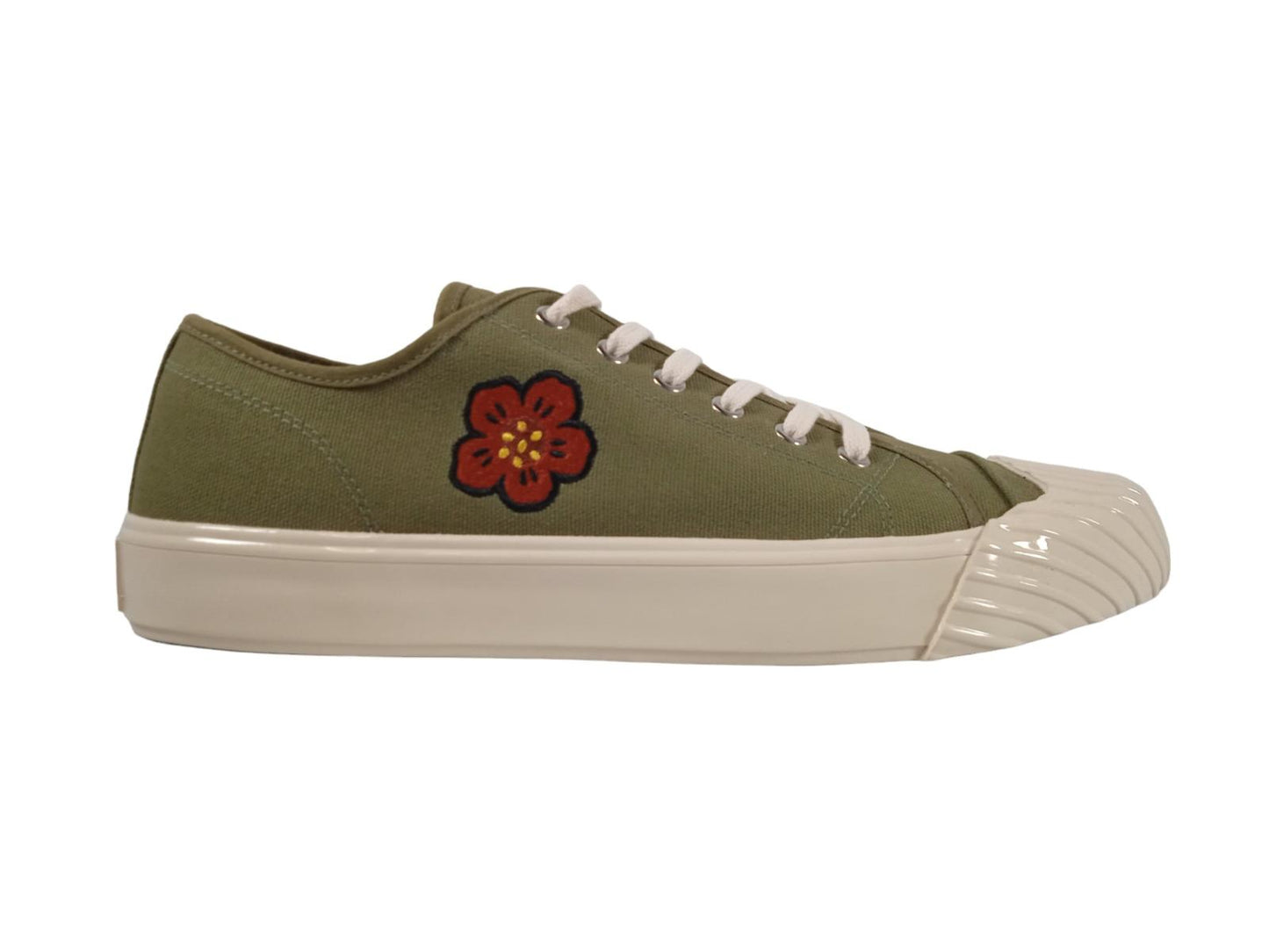 KENZO Trainers Khaki Green Canvas Rose Low Top Men's Size EU44 UK9.5 RRP245 NEW