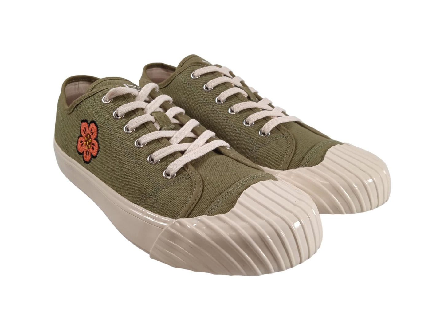 KENZO Trainers Khaki Green Canvas Rose Low Top Men's Size EU44 UK9.5 RRP245 NEW