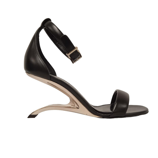 ALEXANDER MCQUEEN Ladies Black & Silver Leather Court Shoes EU36 UK3 RRP790 NEW