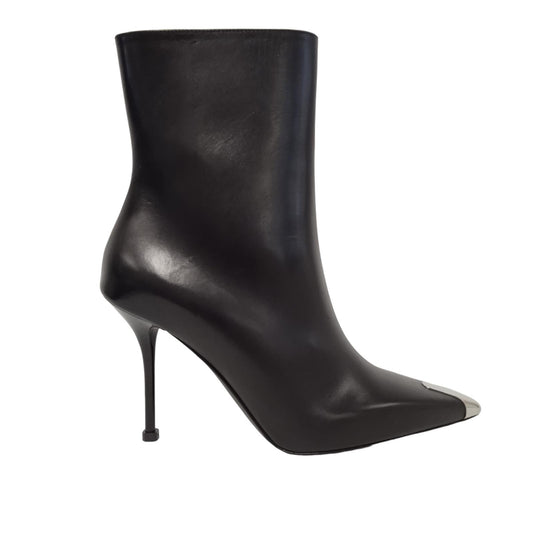 ALEXANDER MCQUEEN Ladies Black Leather Punk Ankle Boots EU38.5 UK5.5 RRP790 NEW