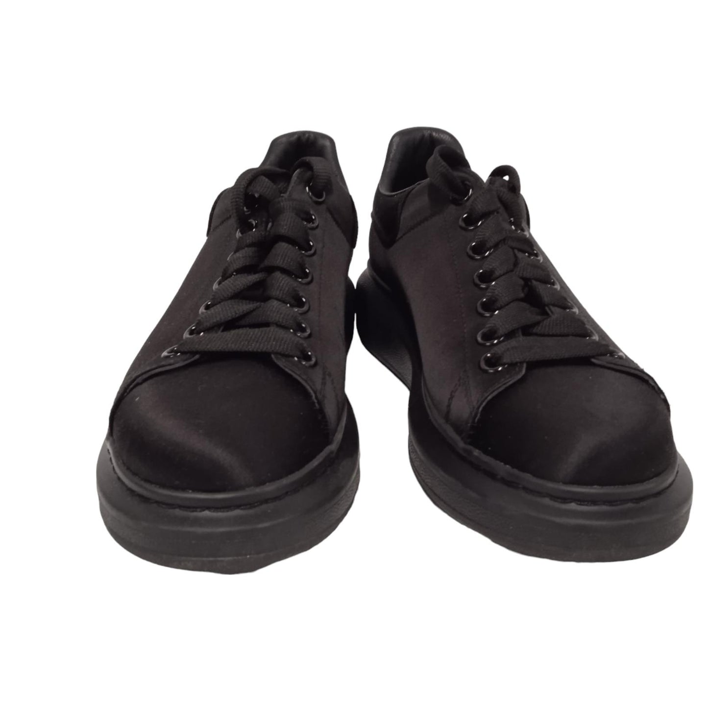 ALEXANDER MCQUEEN Ladies Black Silk Satin Low Top Sneakers EU39 UK6 RRP490 NEW