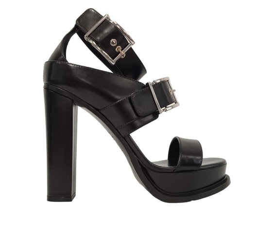 ALEXANDER MCQUEEN Ladies Black Leather Buckle Sandals EU41 UK8 RRP990 NEW