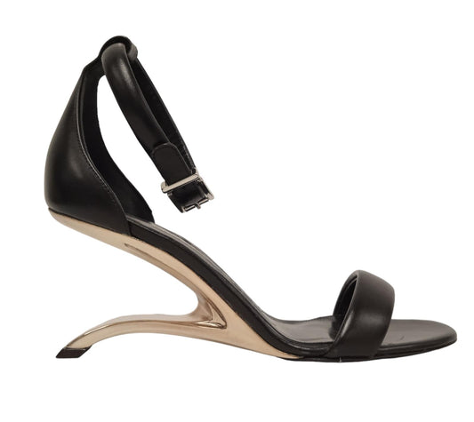 ALEXANDER MCQUEEN Ladies Black & Silver Leather Court Shoes EU38 UK5 RRP790 NEW