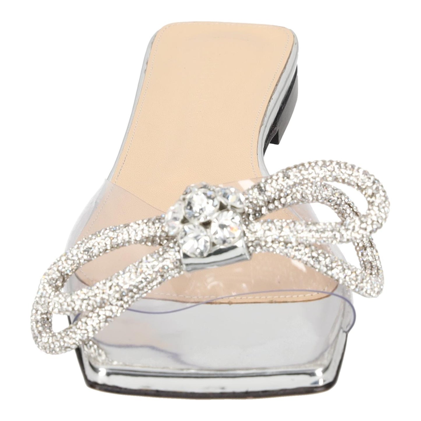 MACH & MACH Double Bow Square Toe Flat Sandals Silver UK5.5 EU38.5 NEW RRP 825