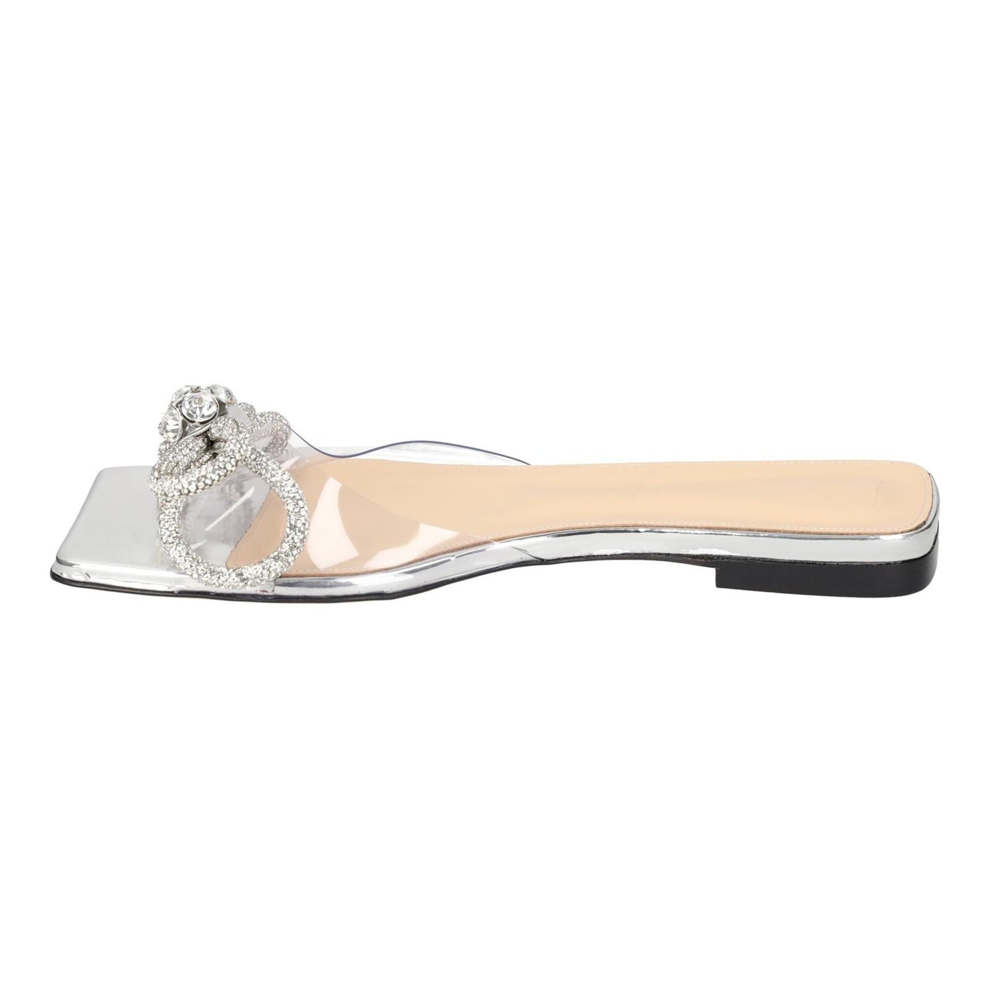 MACH & MACH Double Bow Square Toe Flat Sandals Silver UK5.5 EU38.5 NEW RRP 825