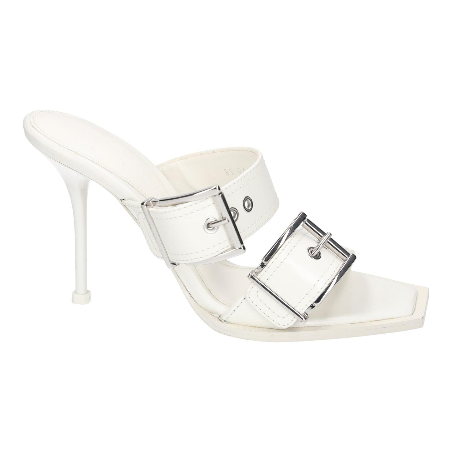 ALEXANDER MCQUEEN White Boxcar Buckle Heeled Sandals UK5 EU38 NEW RRP 790