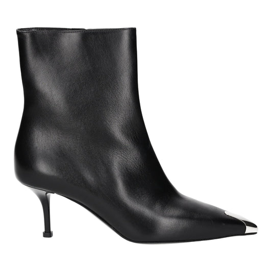 ALEXANDER MCQUEEN Black Toe-Cap Heeled Ankle Boots Leather UK4 EU37 NEW RRP 790