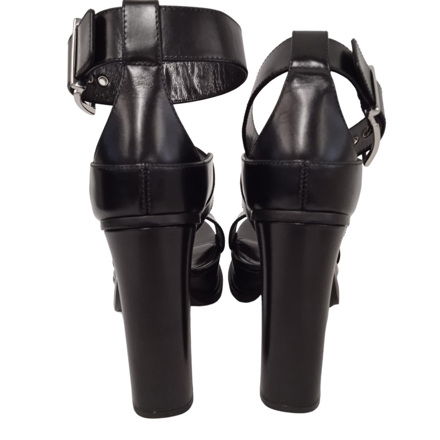 ALEXANDER MCQUEEN Ladies Black Leather Buckle Sandals EU40 UK7 RRP990 NEW