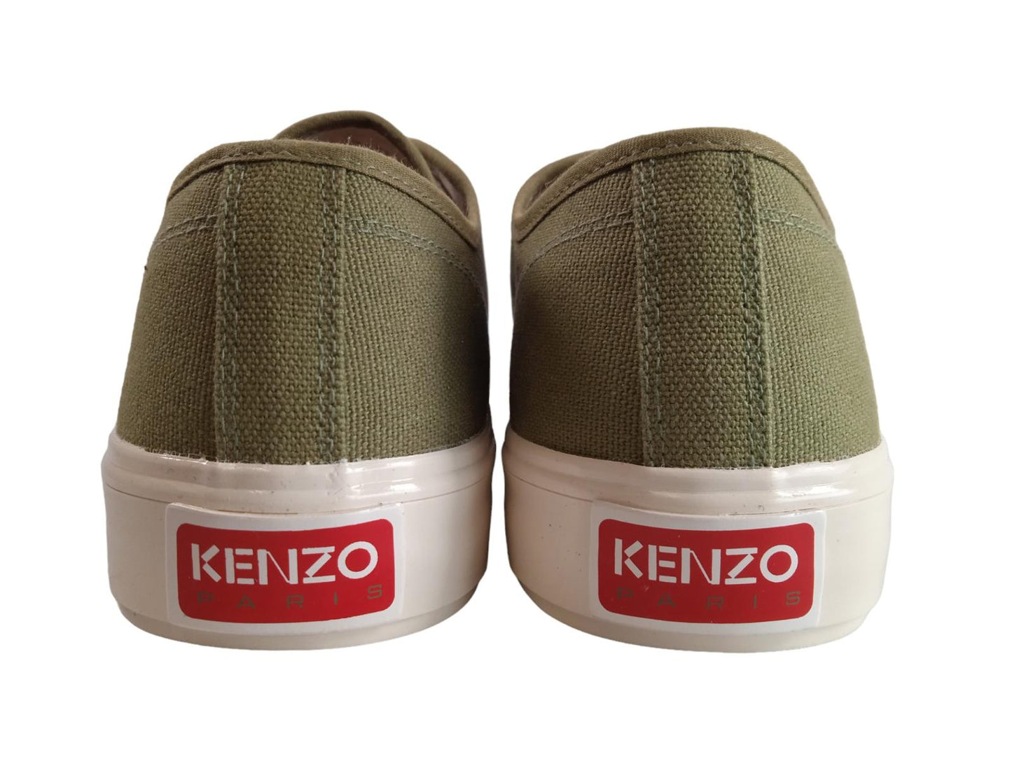 KENZO Men's Khaki Green Canvas School Rose Low Top Trainers EU42 UK9 RRP245 NEW
