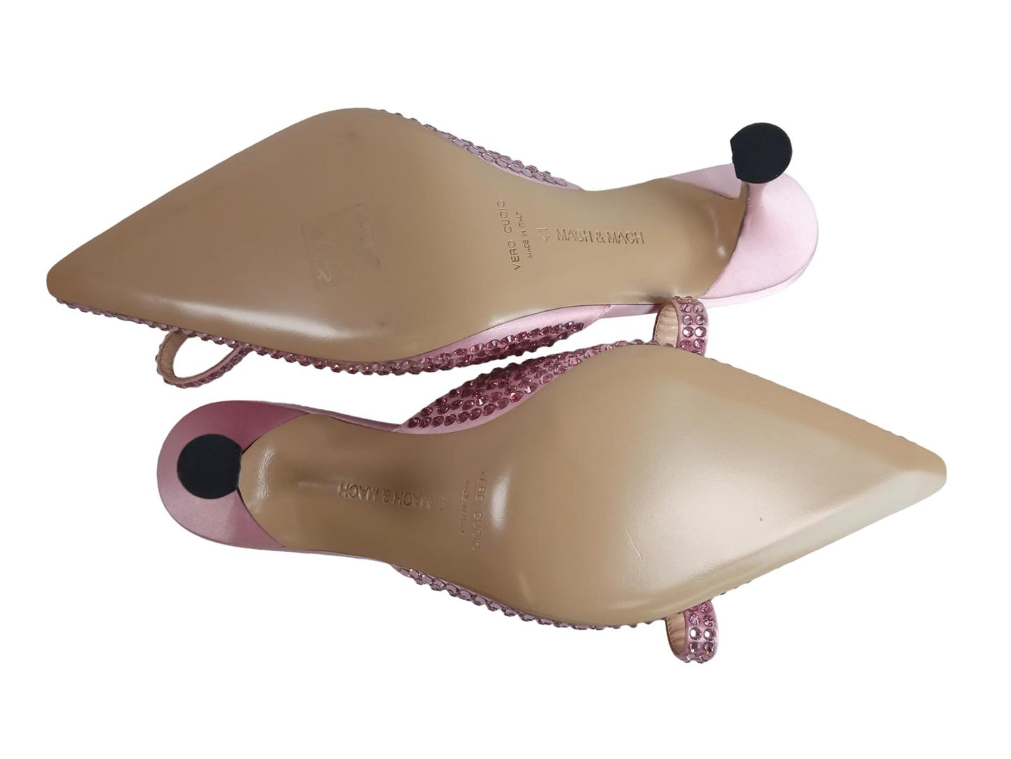 MACH & MACH Ladies Pink Crystal Embellished Marie Mules EU41 UK8 RRP895 NEW