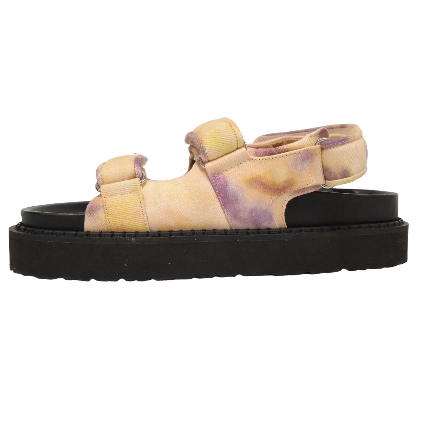 ISABEL MARANT Ladies Beige & Purple Canvas Padded Flat Sandals EU5 RRP495 NEW