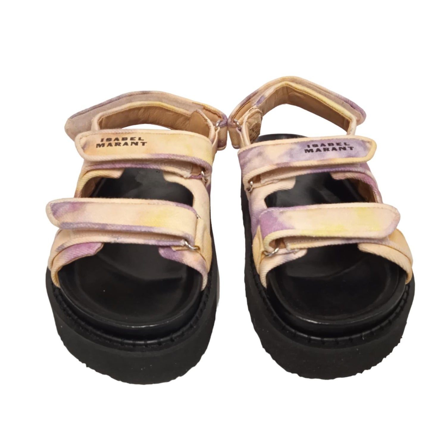 ISABEL MARANT Ladies Beige & Purple Canvas Padded Flat Sandals EU5 RRP495 NEW