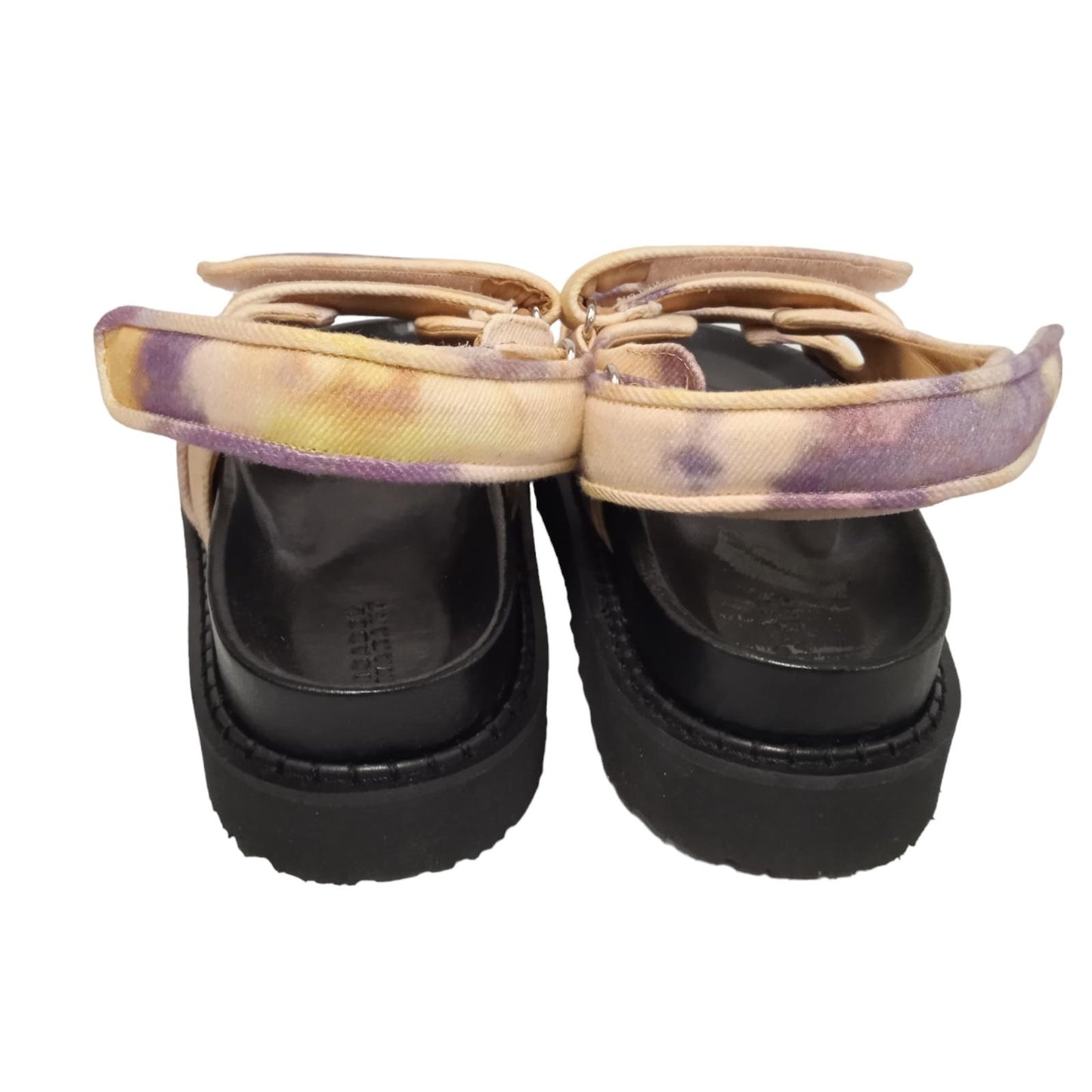 ISABEL MARANT Ladies Beige & Purple Canvas Padded Flat Sandals EU5 RRP495 NEW
