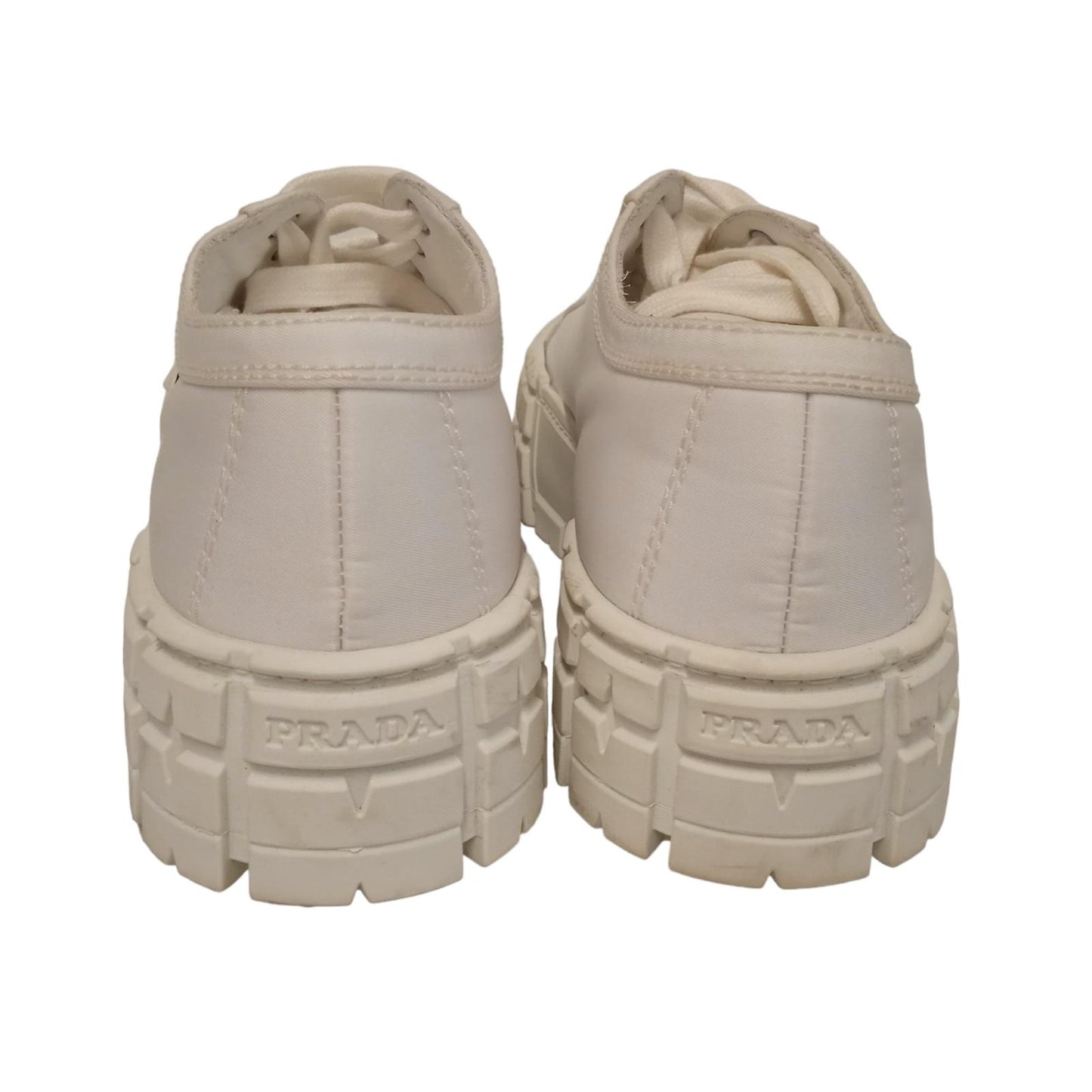 PRADA Ladies White Re-Nylon Double Wheel Low Top Sneakers IT39 UK6 RRP750 NEW