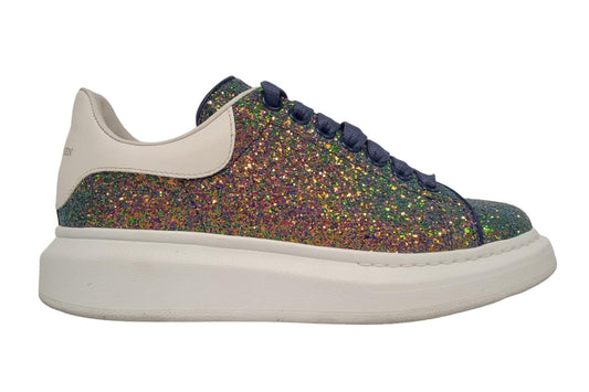 ALEXANDER MCQUEEN Ladies White Glitter Disco Sneakers EU38 UK5 RRP450 NEW