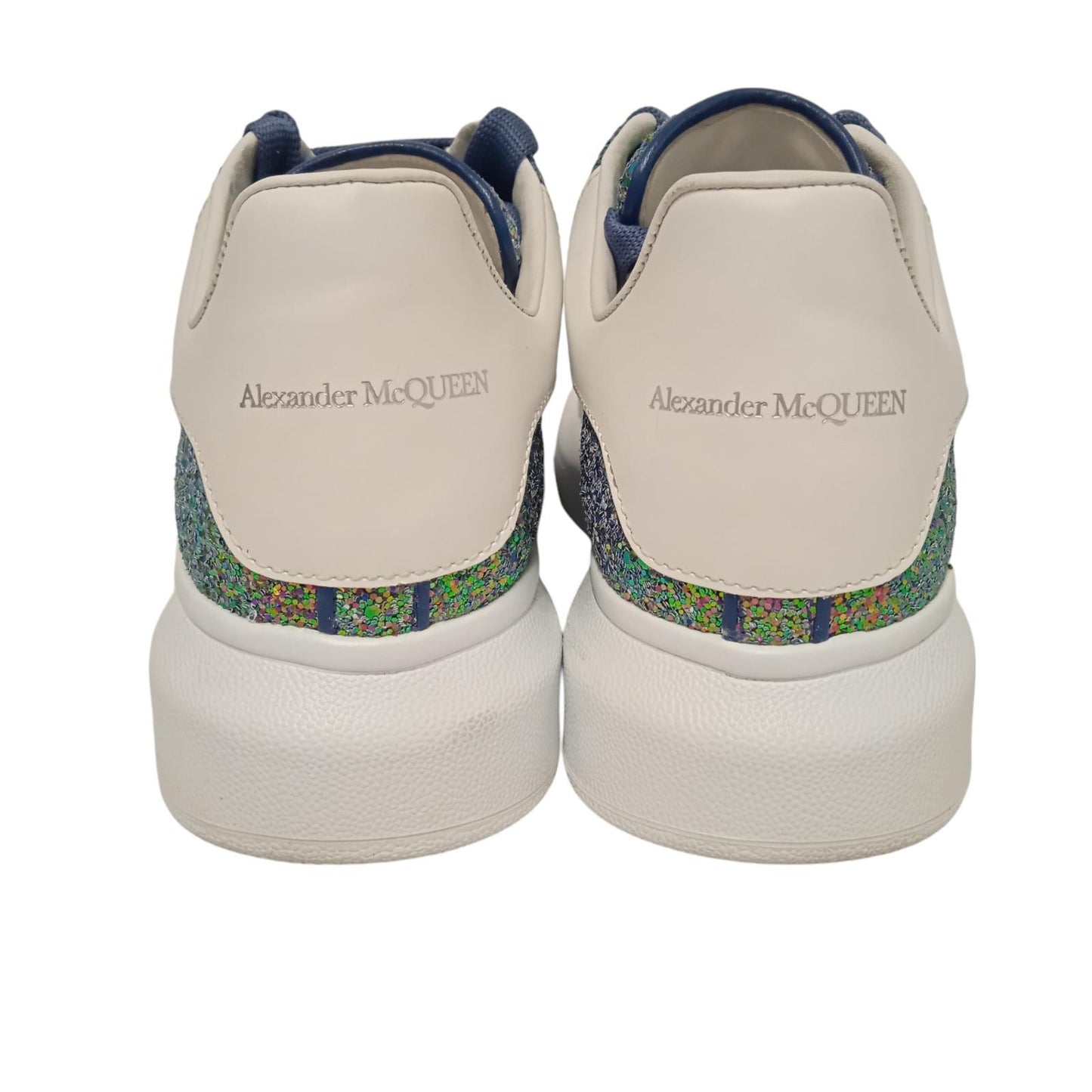 ALEXANDER MCQUEEN Ladies White Glitter Disco Sneakers EU38 UK5 RRP450 NEW