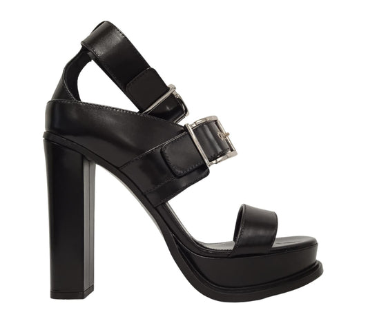 ALEXANDER MCQUEEN Ladies Black Leather Buckle Sandals EU41 UK8 RRP1150 NEW