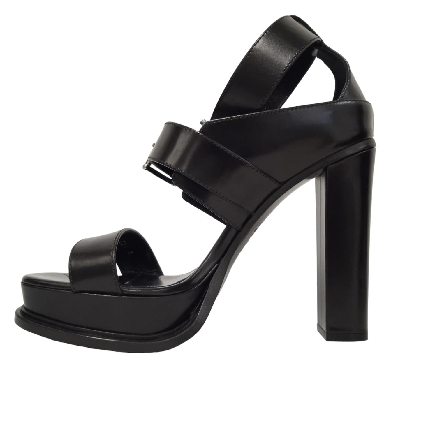 ALEXANDER MCQUEEN Ladies Black Leather Buckle Sandals EU41 UK8 RRP1150 NEW