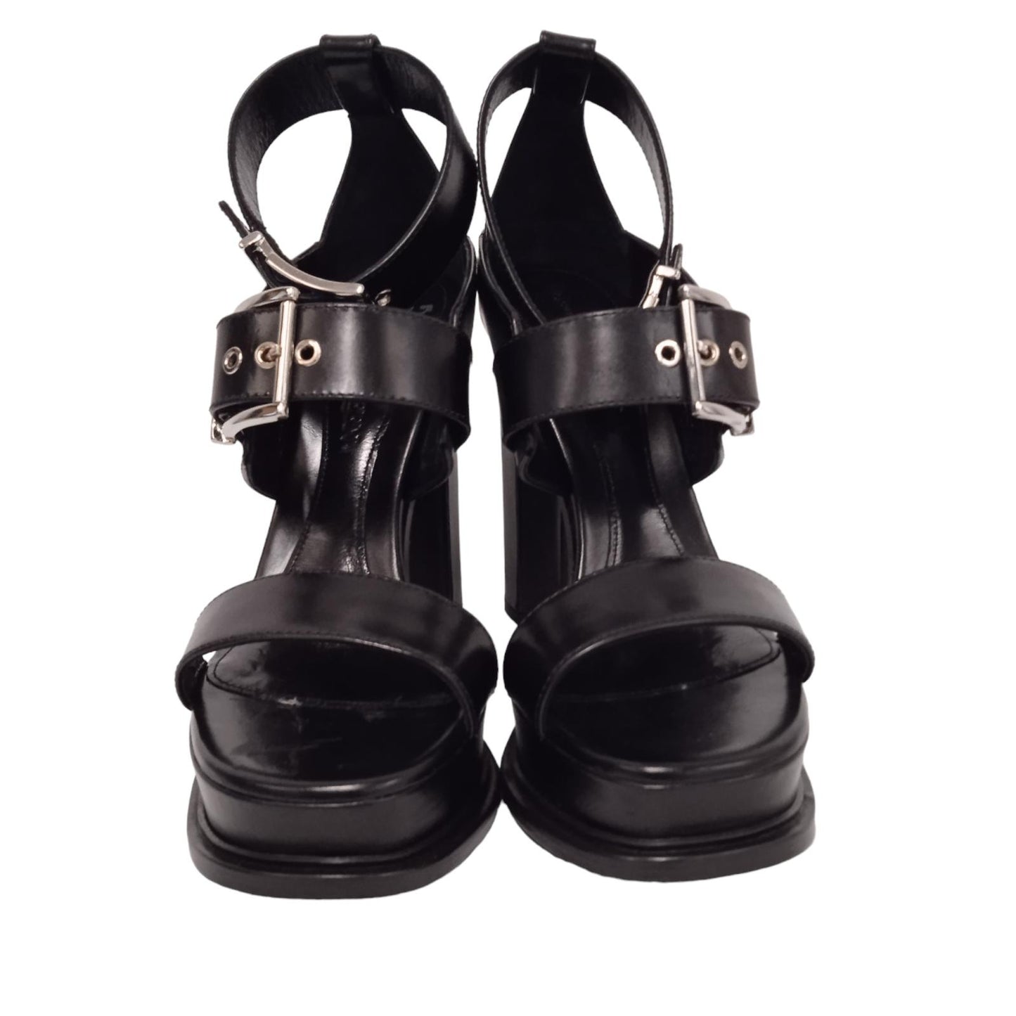 ALEXANDER MCQUEEN Ladies Black Leather Buckle Sandals EU41 UK8 RRP1150 NEW