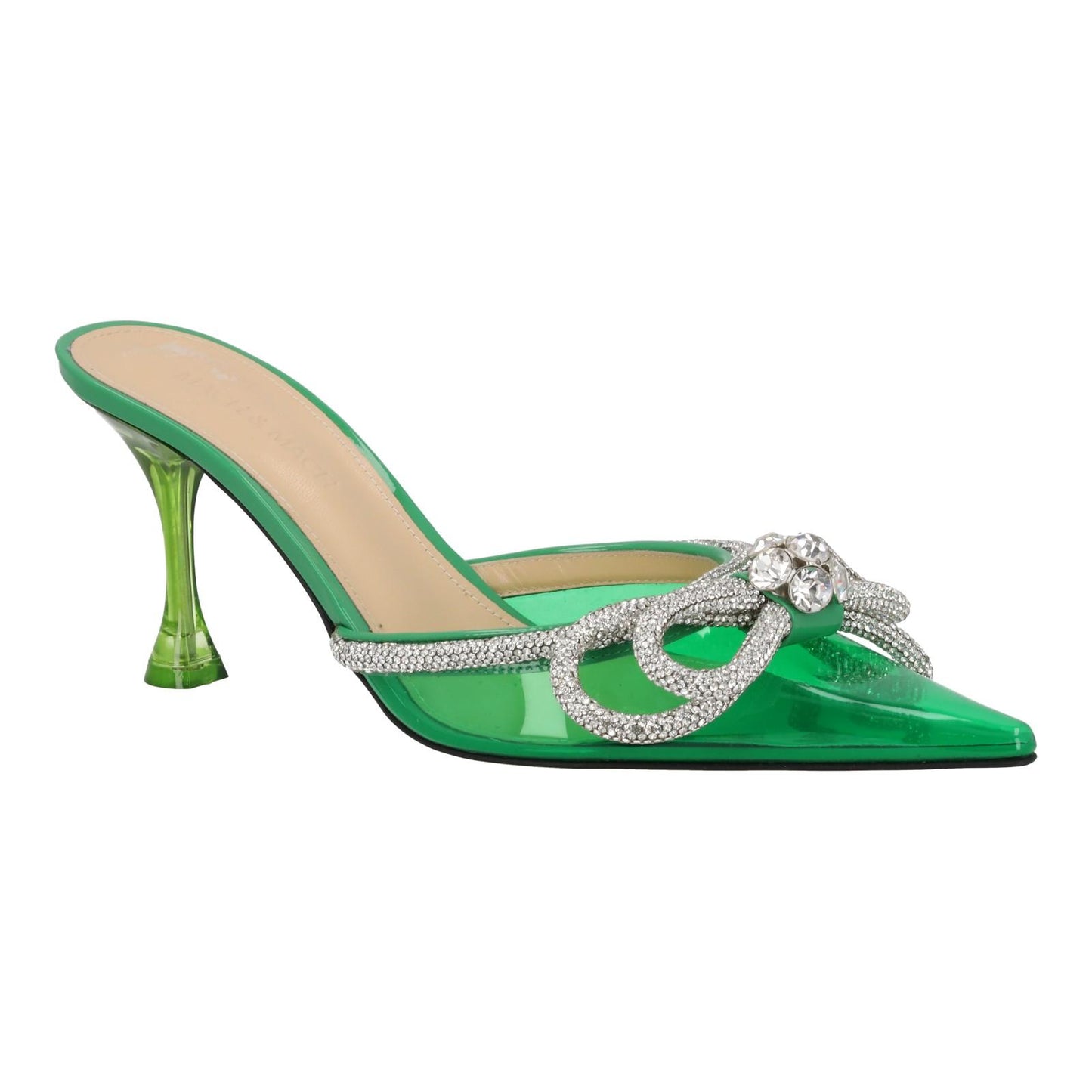 MACH & MACH Double Bow Mul Shoes 85 Heel Green PVC IT38 UK5 NEW RRP990